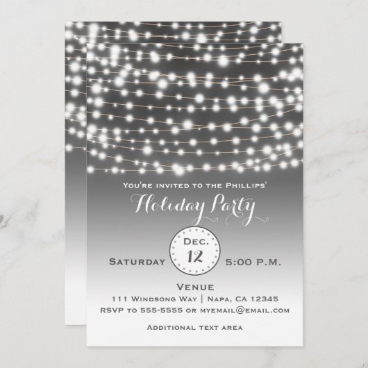 Argent Noël Chaîne Lights Invitation (Devant / Derrière)