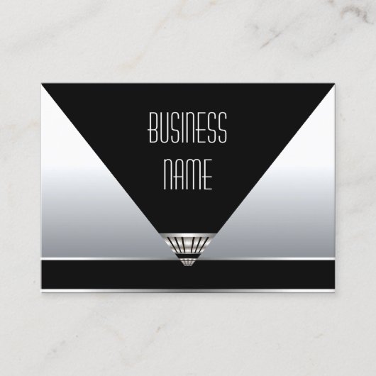 Argent noir Art déco carte de visite (Devant)
