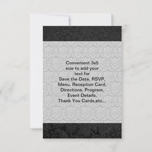 Argent noir Damask RSVP (Dos)