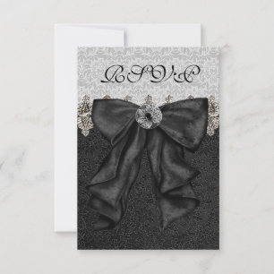Argent noir Damask RSVP