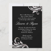 Argent noir Faire-part de mariage feuille (Dos)