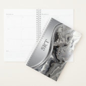 Argent Noir Fluid Art Métal Monogramme (Devant avec enveloppe)