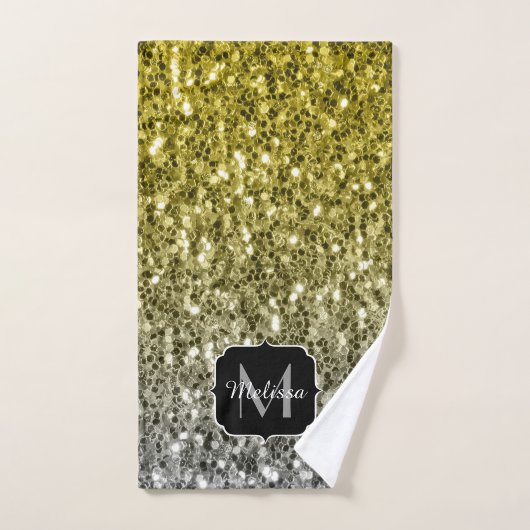 Argent or brillant foncé parties scintillant ombre (Serviette à main)