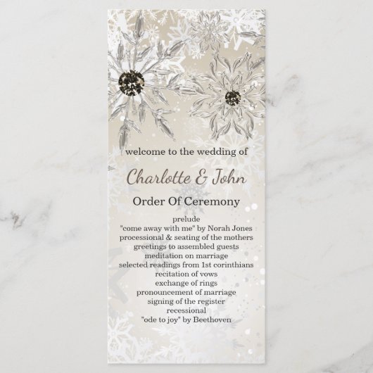 argent or snowflakes programmes de mariage d'hiver (Devant)