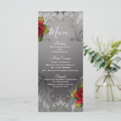 Argent Ornemental Vintage Fancy Rouge Roses Menu (Debout devant)