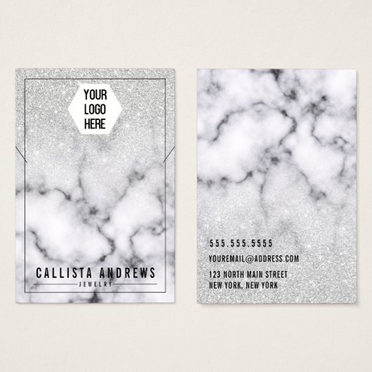 Argent Parties scintillant Marbre Ombre Logo Écran (Devant & derrière)