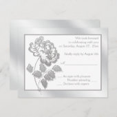 Argent Peony sur carte de réponse blanche (Devant / Derrière)