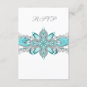Argent Quinceanera RSVP de bleu de turquoise