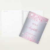 Argent rose nom de parties scintillant script mono (Devant avec enveloppe)