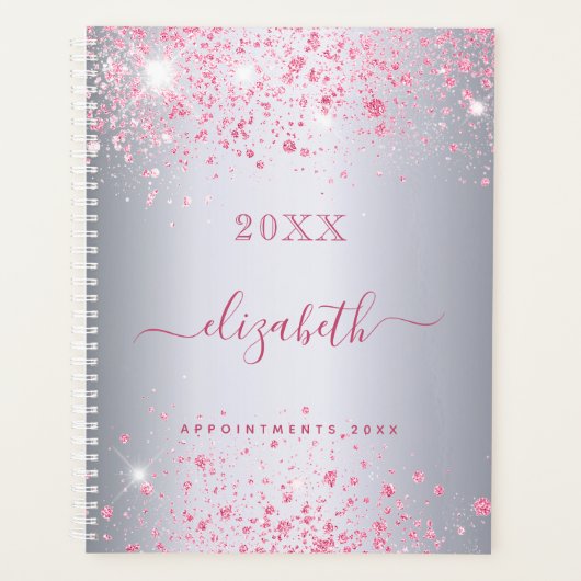 Argent rose nom de parties scintillant script mono (Devant)