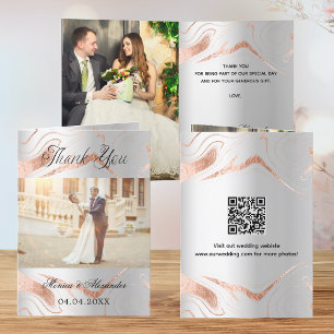 Argent rose or 2 photos mariage carte de remerciem