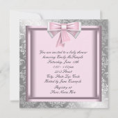 Argent rose princesse bébé douche Invitations (Dos)
