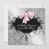 Argent rose princesse bébé douche Invitations (Devant)