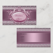 Argent rose Satin Trim Carte de visite élégant 2 (Devant / Derrière)