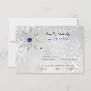 argent Royal Blue snowflakes mariage hiver rsvp