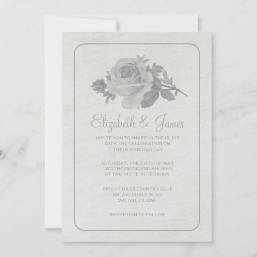 Argent Rustique Floral / Fleur Mariage Invitations (Devant)