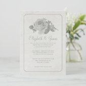 Argent Rustique Floral / Fleur Mariage Invitations (Debout devant)