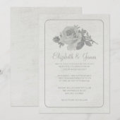 Argent Rustique Floral / Fleur Mariage Invitations (Devant / Derrière)