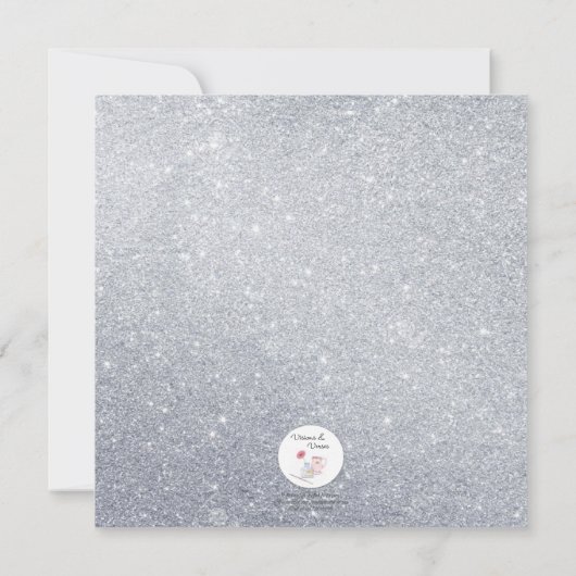 Argent & Sapphire Blue Sparkly Invitation Annivers (Dos)