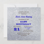 Argent & Sapphire Blue Sparkly Invitation Annivers (Devant)