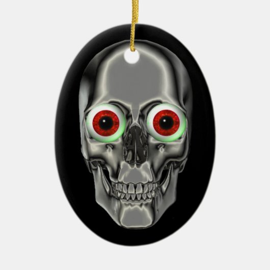 Argent Scull Rouge Eyeballs Imaginaire Ornement (Devant)