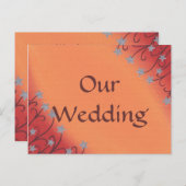 Argent Star Flowers Orange Wedding Inviter Carte P (Devant / Derrière)