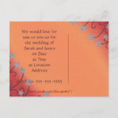 Argent Star Flowers Orange Wedding Inviter Carte P (Dos)