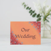 Argent Star Flowers Orange Wedding Inviter Carte P (Debout devant)