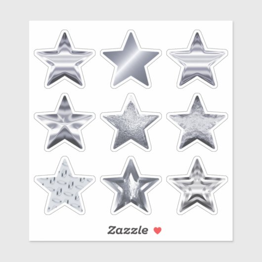 Argent Stars Faux Metallic Set de 9 Sticker (Feuille)