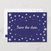 Argent Stars Marine Bleu Enregistrer la date Carte (Devant / Derrière)
