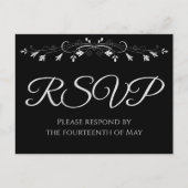 Argent sur Black Elegant Wedding Carte Postale RSV (Devant)