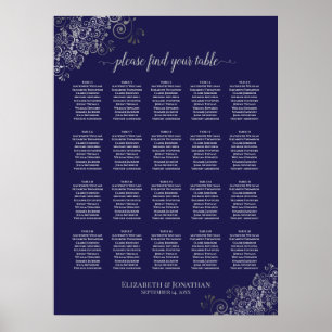 Argent sur bleu marine 20 Tableau Mariage