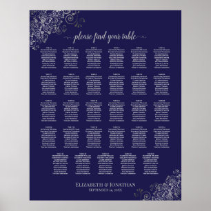 Argent sur bleu marine 29 Tableau Mariage
