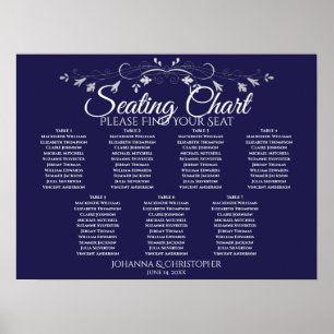 Argent sur Marine Chic 7 Table Mariage Tableau 