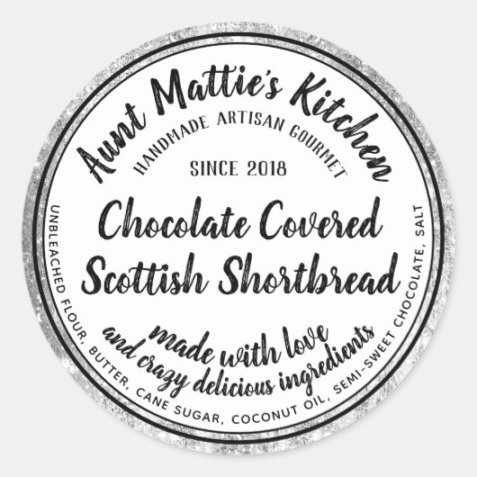 Argent Trim Artisan Gourmet Ingrédients Étiquette  (Devant)