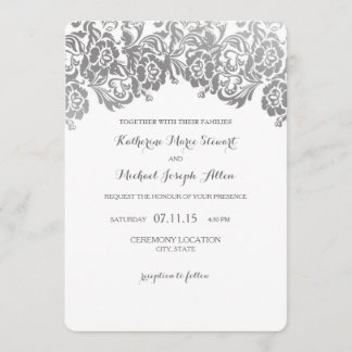 Argent vintage de dentelle du faire-part de