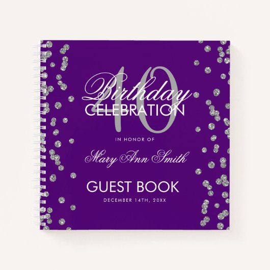 Argent violet 40e anniversaire Livre d'or Confetti (Devant)