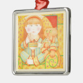 Argenté COUVERTURE / Carré Premium Ornement / Crème (Gauche)