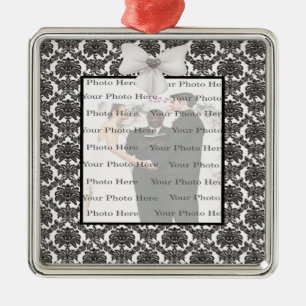 Argenté Damask Elegance Mariage Argent Carré Ornement
