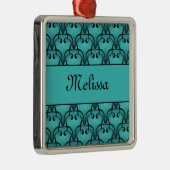 Argenté Ornement Carré de Noël Bliss Premium, Turquoise (Droite)