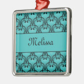 Argenté Ornement Carré de Noël Bliss Premium, Turquoise (Gauche)