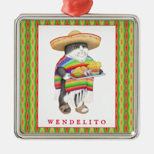 Argenté Ornement carré premium WENDELITO + Texte