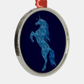 Argenté Ornement rond Unicorne de feu bleu (Droite)