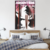 Argentière, Frankrijk ski reisposter Canvas Afdruk (Insitu (Slaapkamer))