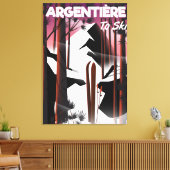 Argentière, Frankrijk ski reisposter Canvas Afdruk (Insitu (Woonkamer))