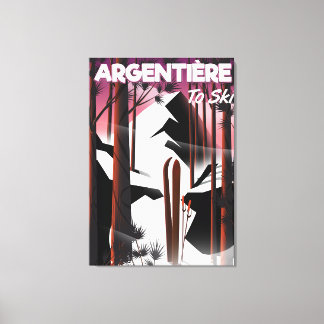 Argentière, Frankrijk ski reisposter Canvas Afdruk