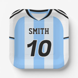 Argentijns voetbalshirt met aangepaste naam, numme papieren bordje