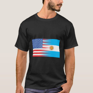 Argentijnse Amerikaanse vlag half Argentinië half T-shirt