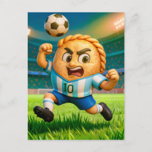 Argentijnse empanada-voetballer springend naar het briefkaart