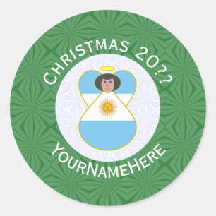 Argentijnse engel kerst vlag gepersonaliseerd ronde sticker